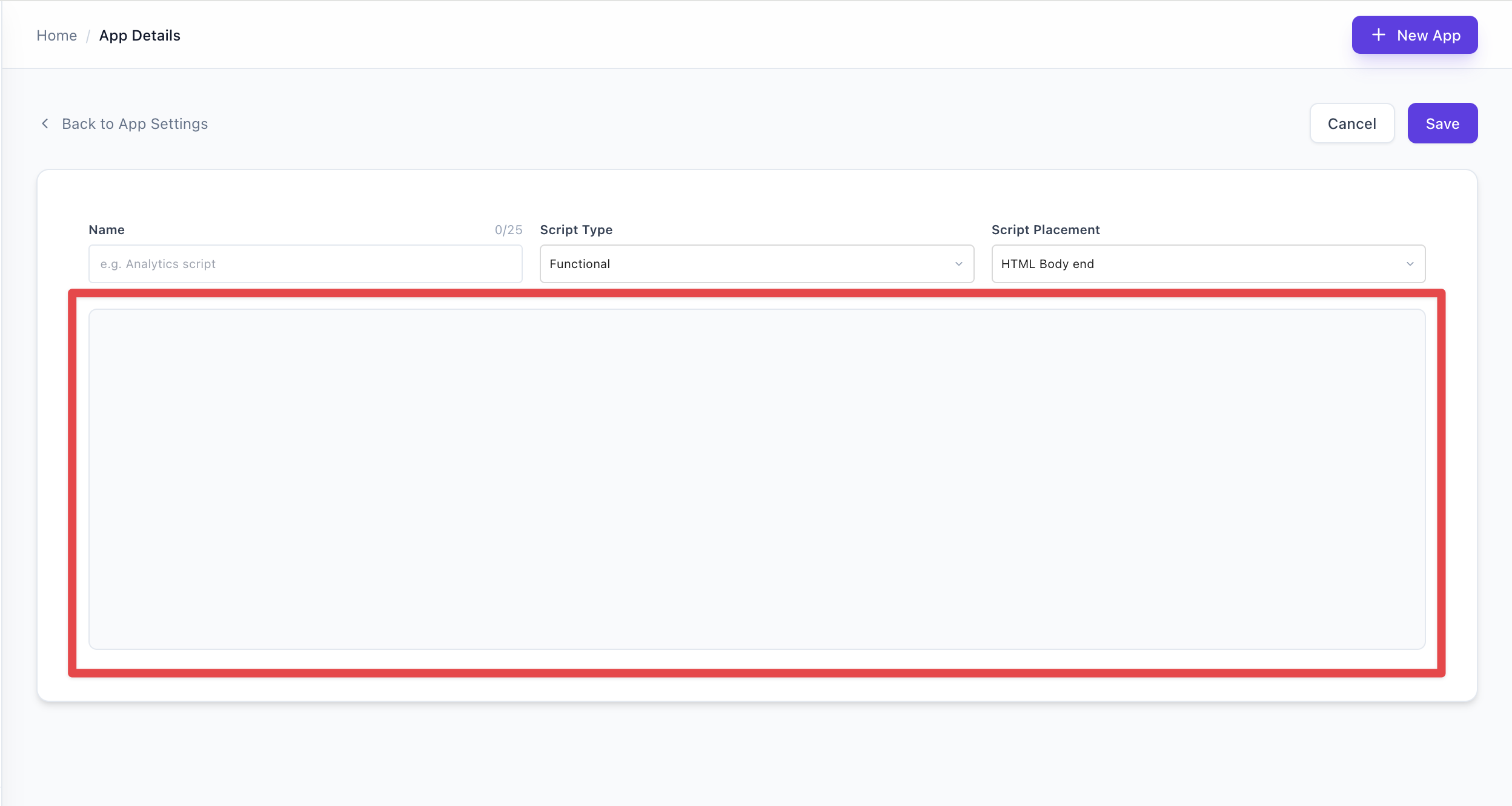 Paste or type your script in the code area